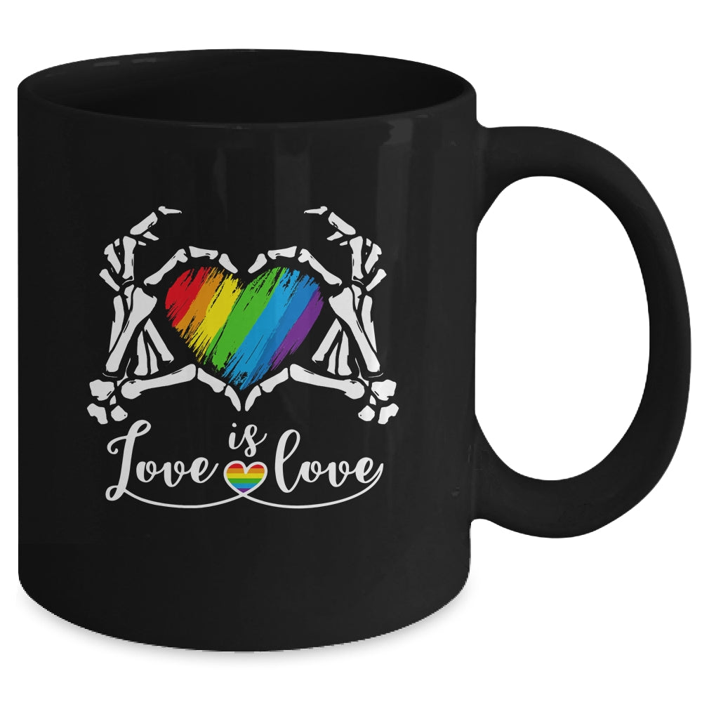 Rainbow Skeleton Heart Love Is Love LGBT Gay Lesbian Pride Mug | siriusteestore