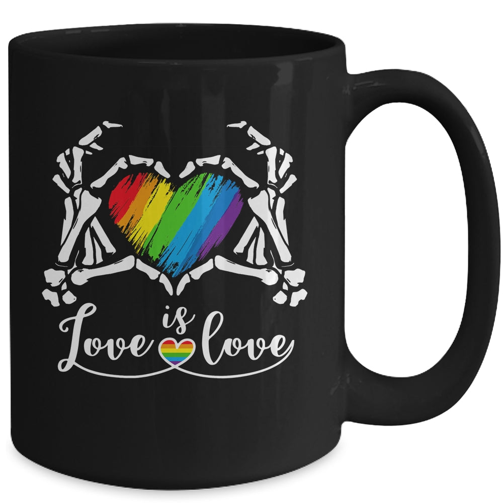 Rainbow Skeleton Heart Love Is Love LGBT Gay Lesbian Pride Mug | siriusteestore