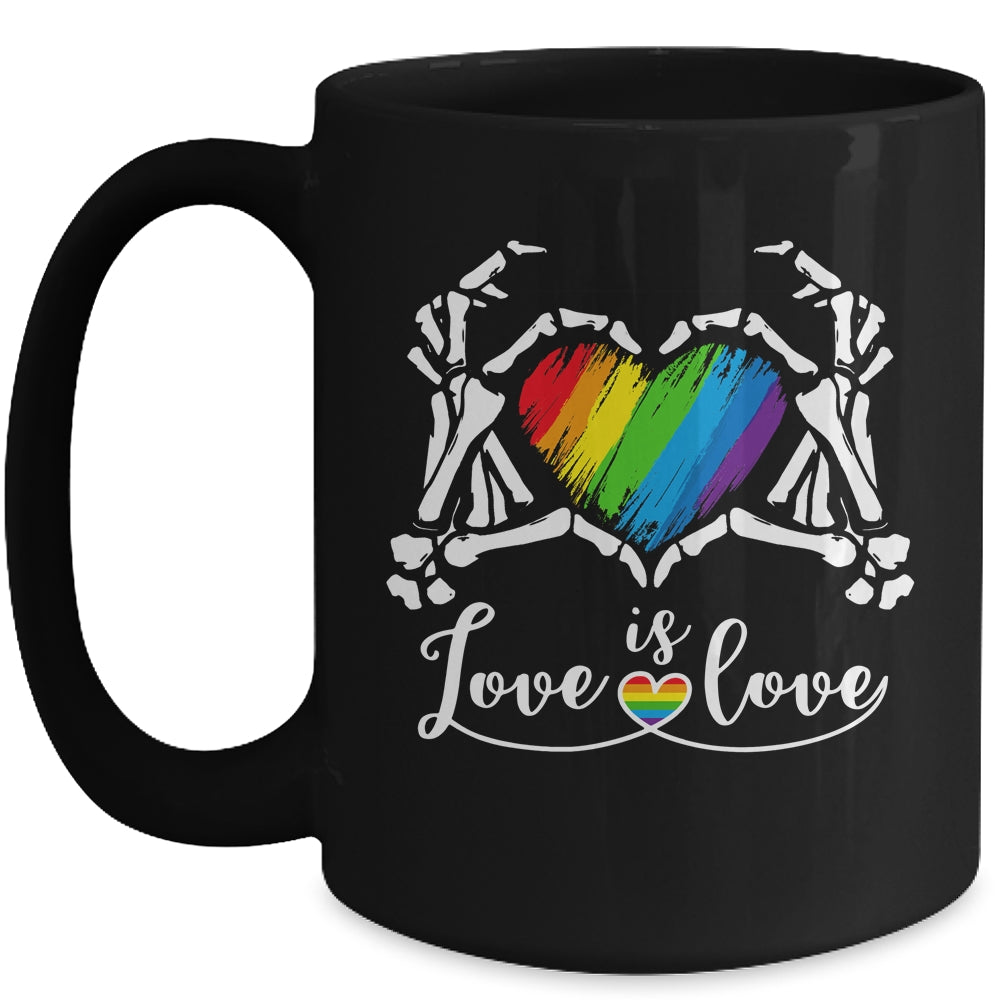 Rainbow Skeleton Heart Love Is Love LGBT Gay Lesbian Pride Mug | siriusteestore