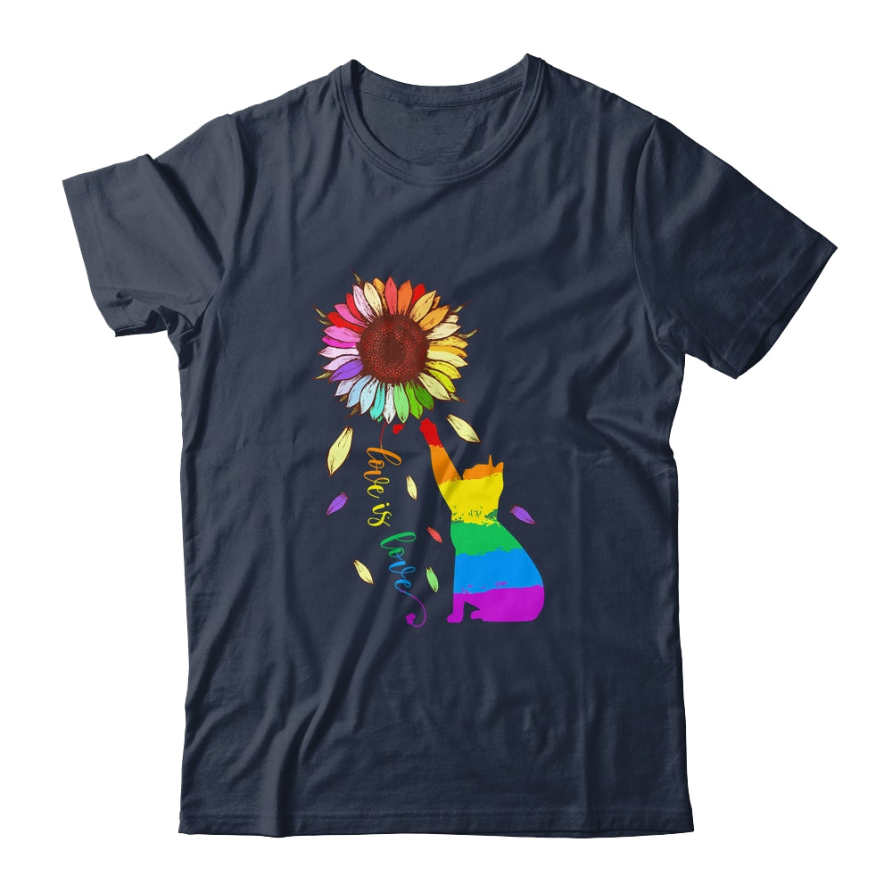 Rainbow Sunflower Cat Love Is Love LGBT Gay Lesbian Pride Shirt & Tank Top | siriusteestore