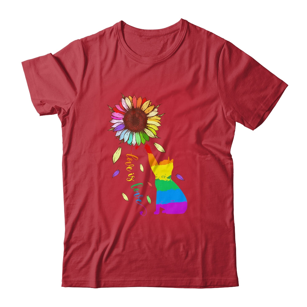 Rainbow Sunflower Cat Love Is Love LGBT Gay Lesbian Pride Shirt & Tank Top | siriusteestore