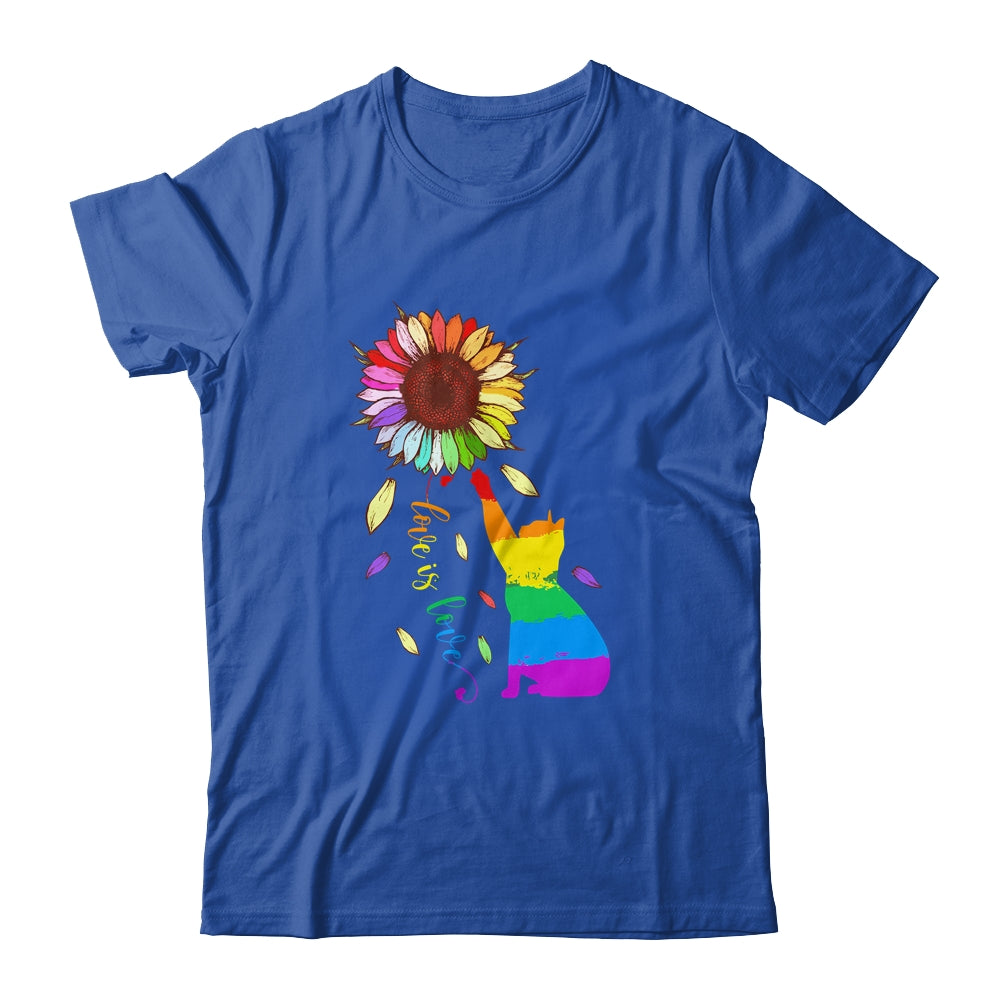 Rainbow Sunflower Cat Love Is Love LGBT Gay Lesbian Pride Shirt & Tank Top | siriusteestore