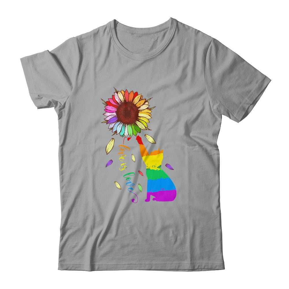 Rainbow Sunflower Cat Love Is Love LGBT Gay Lesbian Pride Shirt & Tank Top | siriusteestore