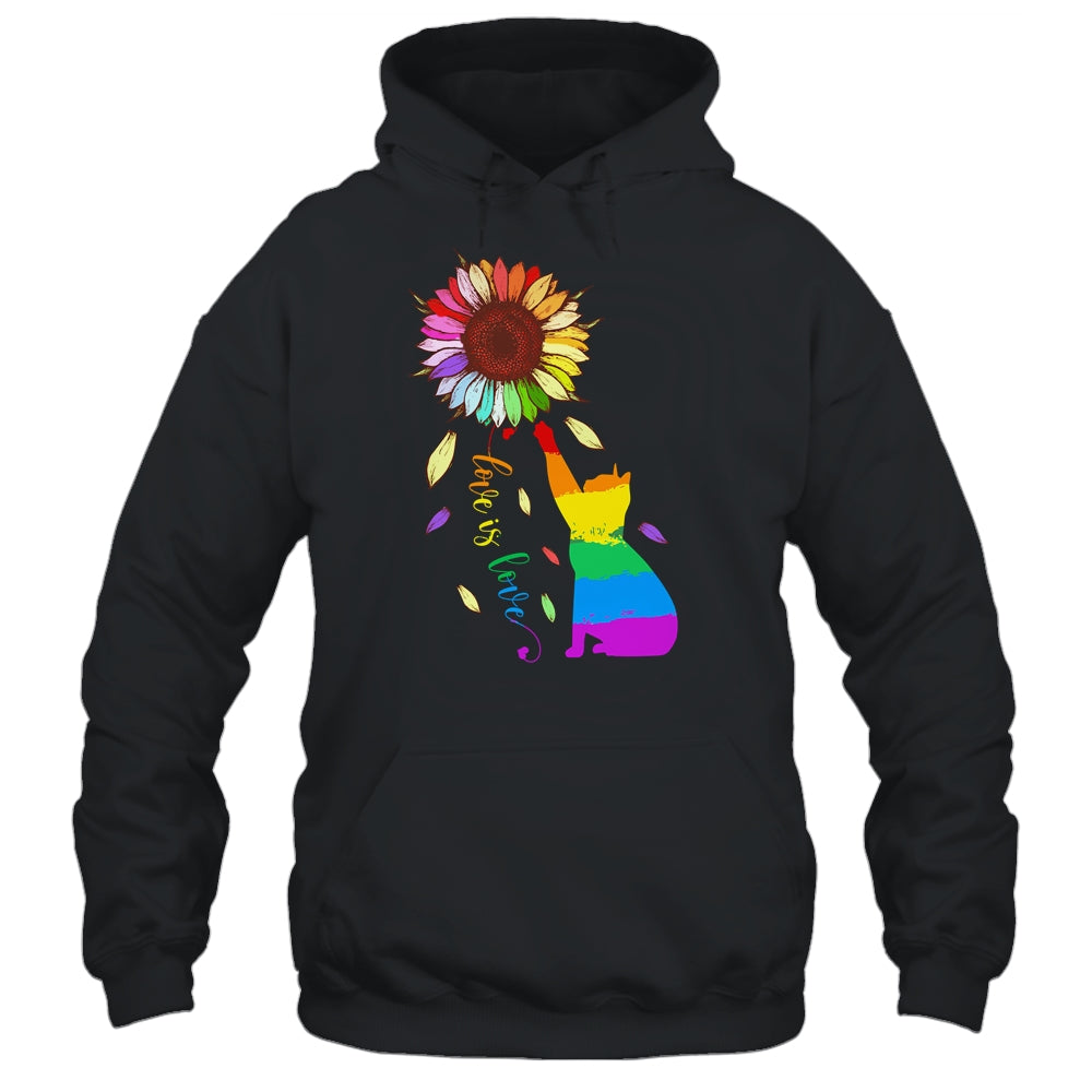 Rainbow Sunflower Cat Love Is Love LGBT Gay Lesbian Pride Shirt & Tank Top | siriusteestore