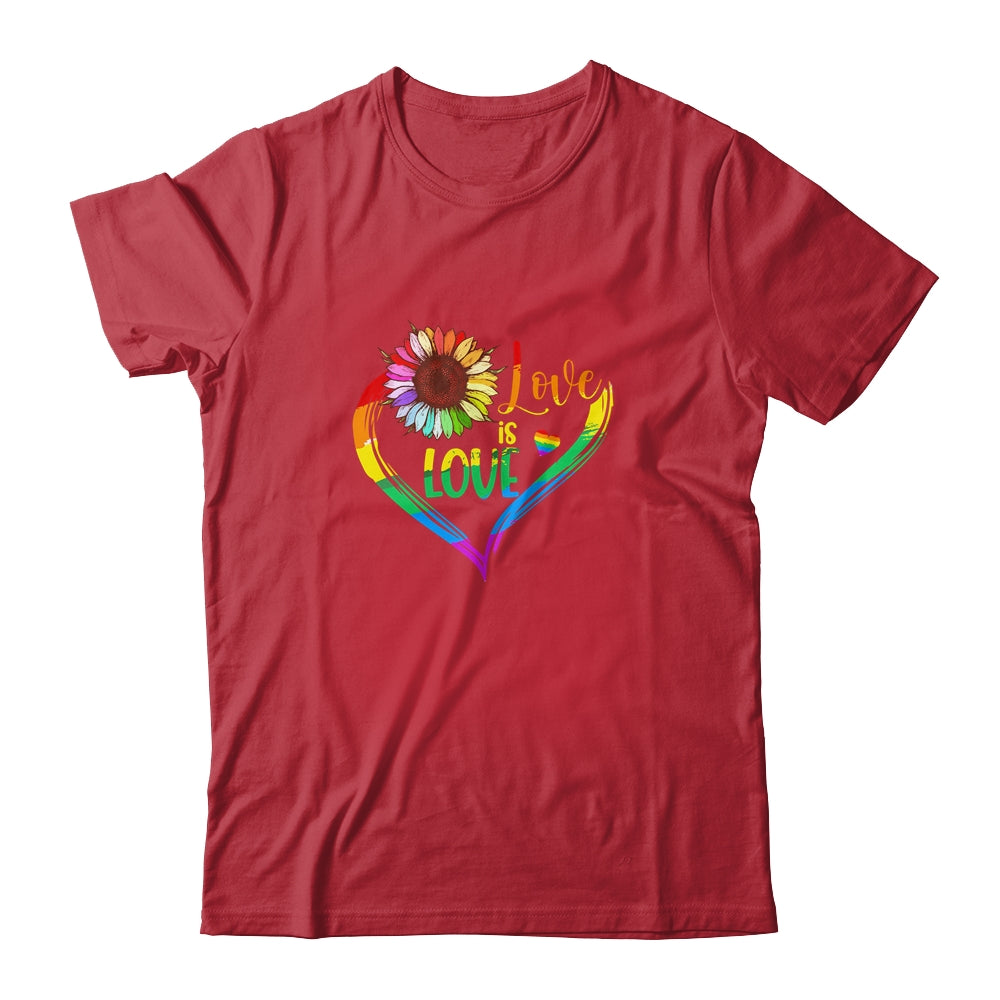 Rainbow Sunflower Heart Love Is Love LGBT Gay Lesbian Pride Shirt & Tank Top | siriusteestore