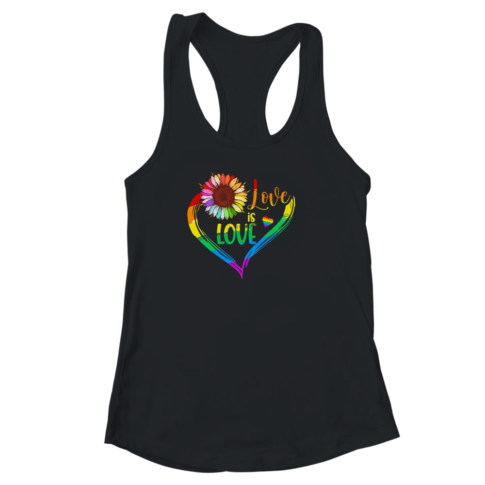 Rainbow Sunflower Heart Love Is Love LGBT Gay Lesbian Pride Shirt & Tank Top | siriusteestore