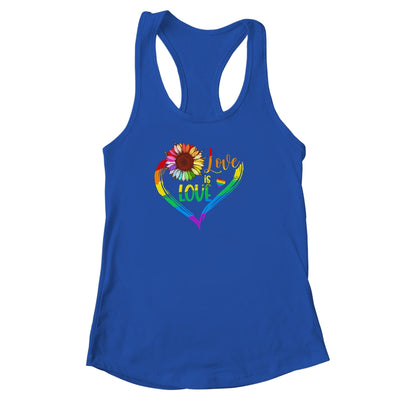 Rainbow Sunflower Heart Love Is Love LGBT Gay Lesbian Pride Shirt & Tank Top | siriusteestore