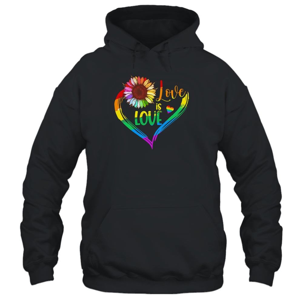 Rainbow Sunflower Heart Love Is Love LGBT Gay Lesbian Pride Shirt & Tank Top | siriusteestore