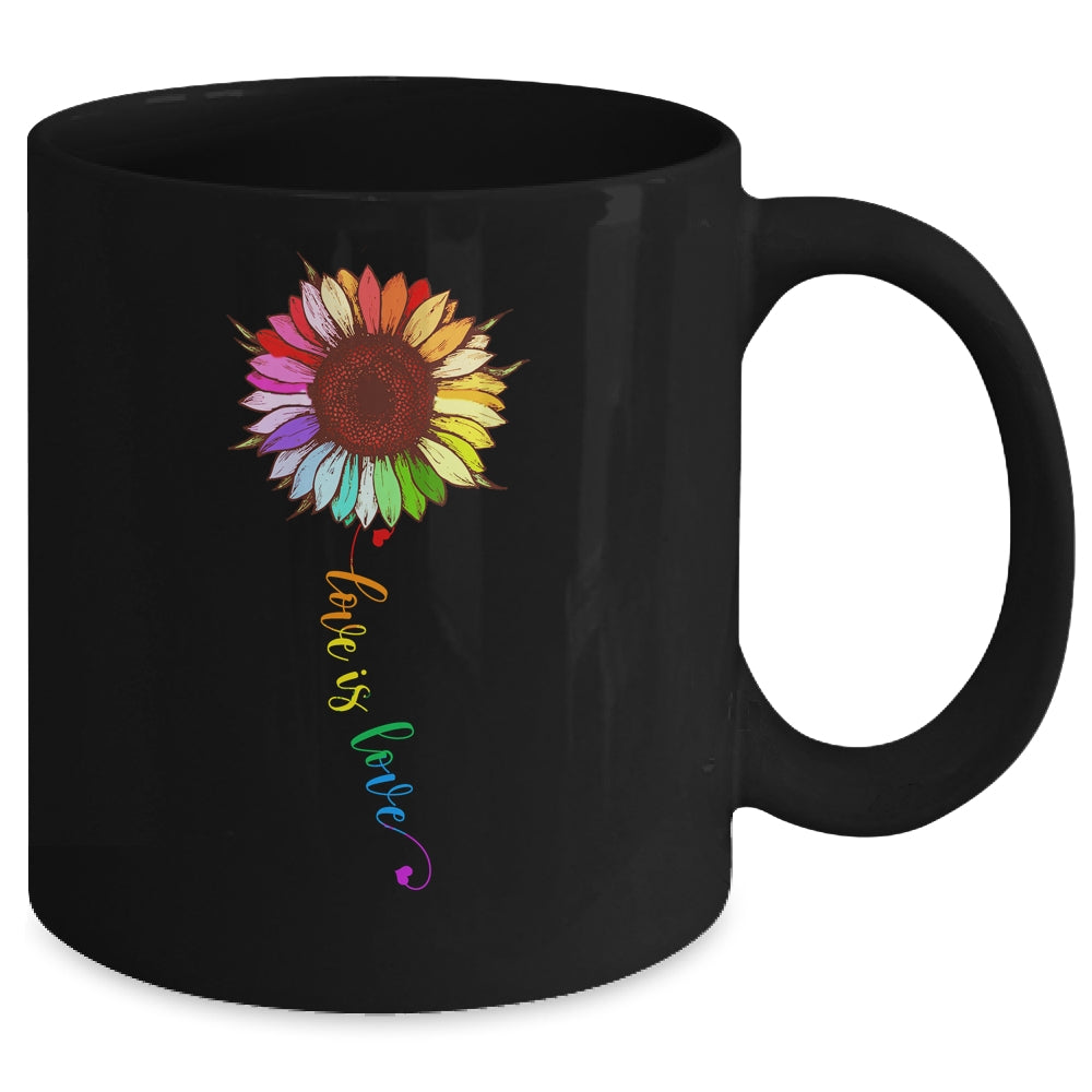 Rainbow Sunflower Love Is Love LGBT Gay Lesbian Pride Mug | siriusteestore