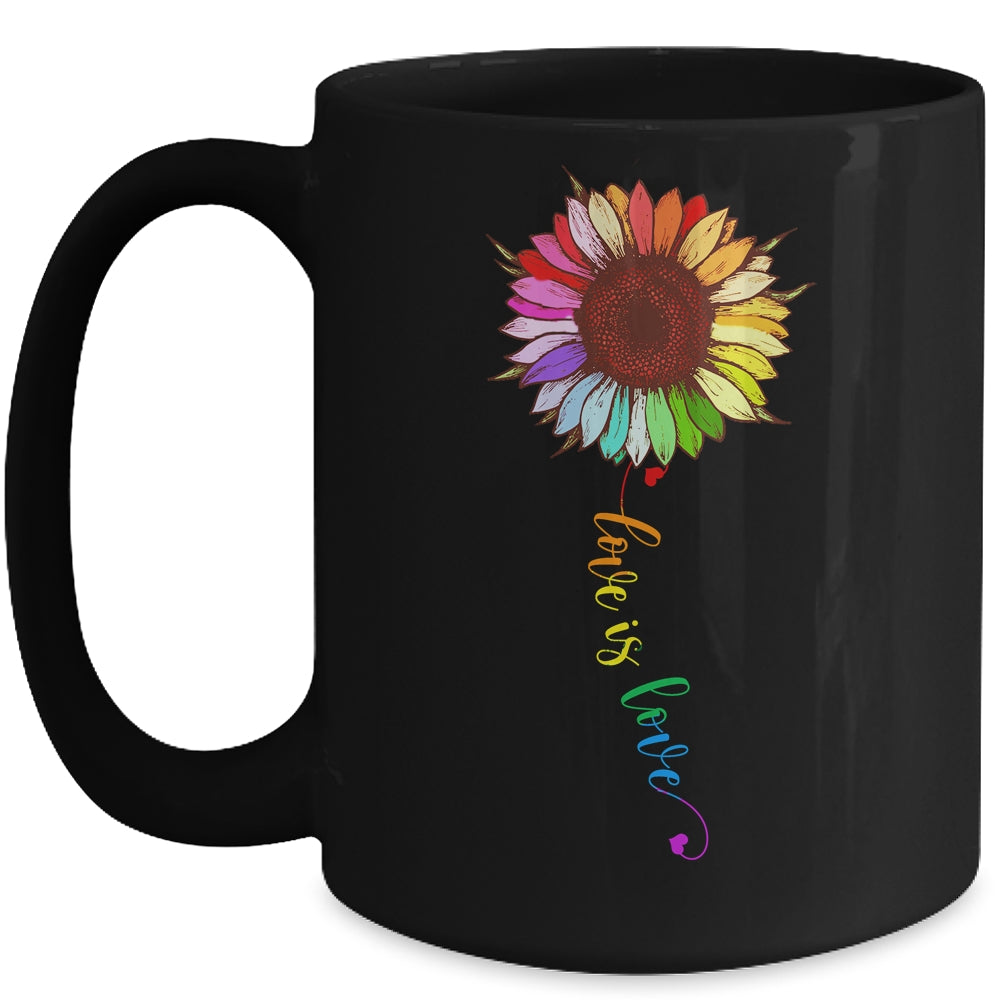 Rainbow Sunflower Love Is Love LGBT Gay Lesbian Pride Mug | siriusteestore