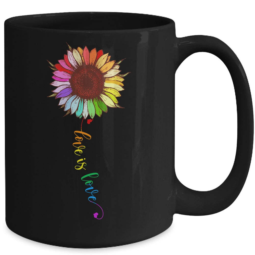 Rainbow Sunflower Love Is Love LGBT Gay Lesbian Pride Mug | siriusteestore