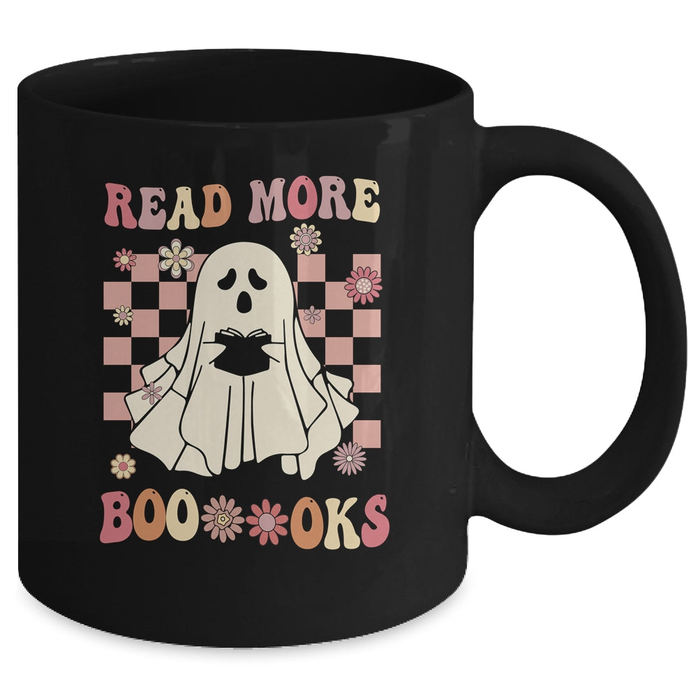 Read More Booooks Ghost Reading Books Halloween Retro Mug | siriusteestore