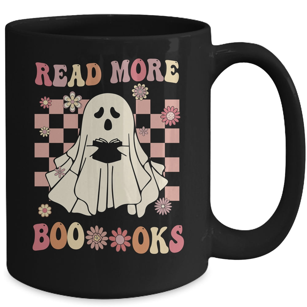 Read More Booooks Ghost Reading Books Halloween Retro Mug | siriusteestore