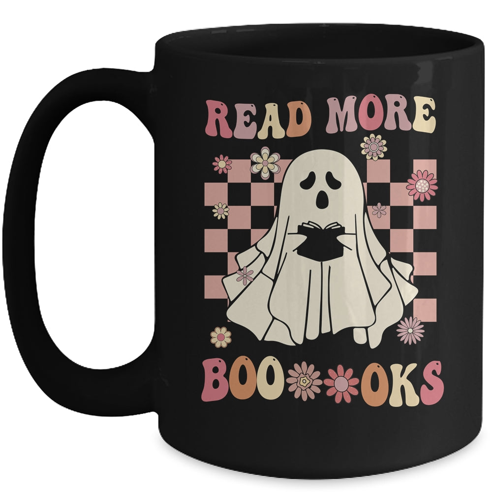 Read More Booooks Ghost Reading Books Halloween Retro Mug | siriusteestore
