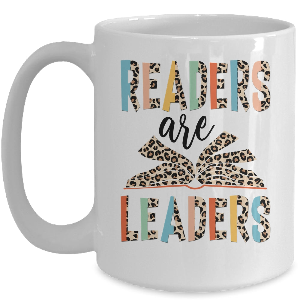 Readers Are Leaders Boho Leopard Book Lover Back To School Mug | siriusteestore