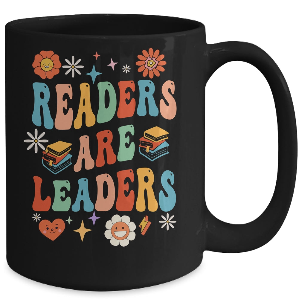 Readers Are Leaders Inspirational Teacher Book Lover Groovy Mug | siriusteestore