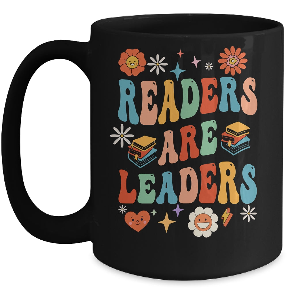 Readers Are Leaders Inspirational Teacher Book Lover Groovy Mug | siriusteestore