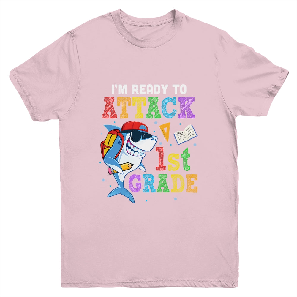Ready To Attack 1st Grade Shark Back To School Youth Shirt | siriusteestore