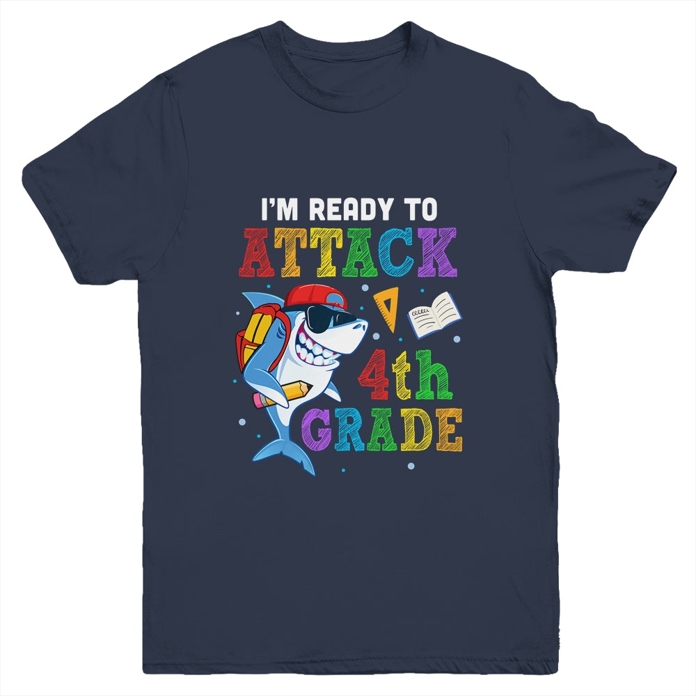 Ready To Attack 4th Grade Shark Back To School Youth Shirt | siriusteestore