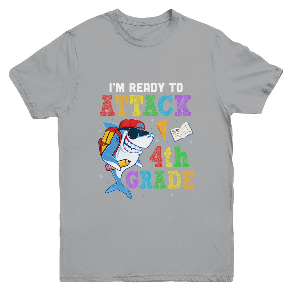 Ready To Attack 4th Grade Shark Back To School Youth Shirt | siriusteestore