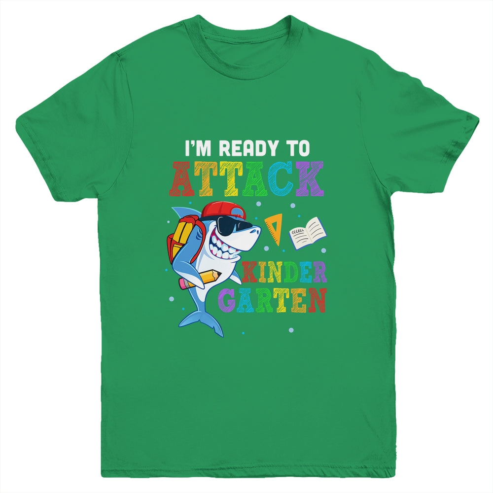 Ready To Attack Kindergarten Grade Shark Back To School Youth Shirt | siriusteestore