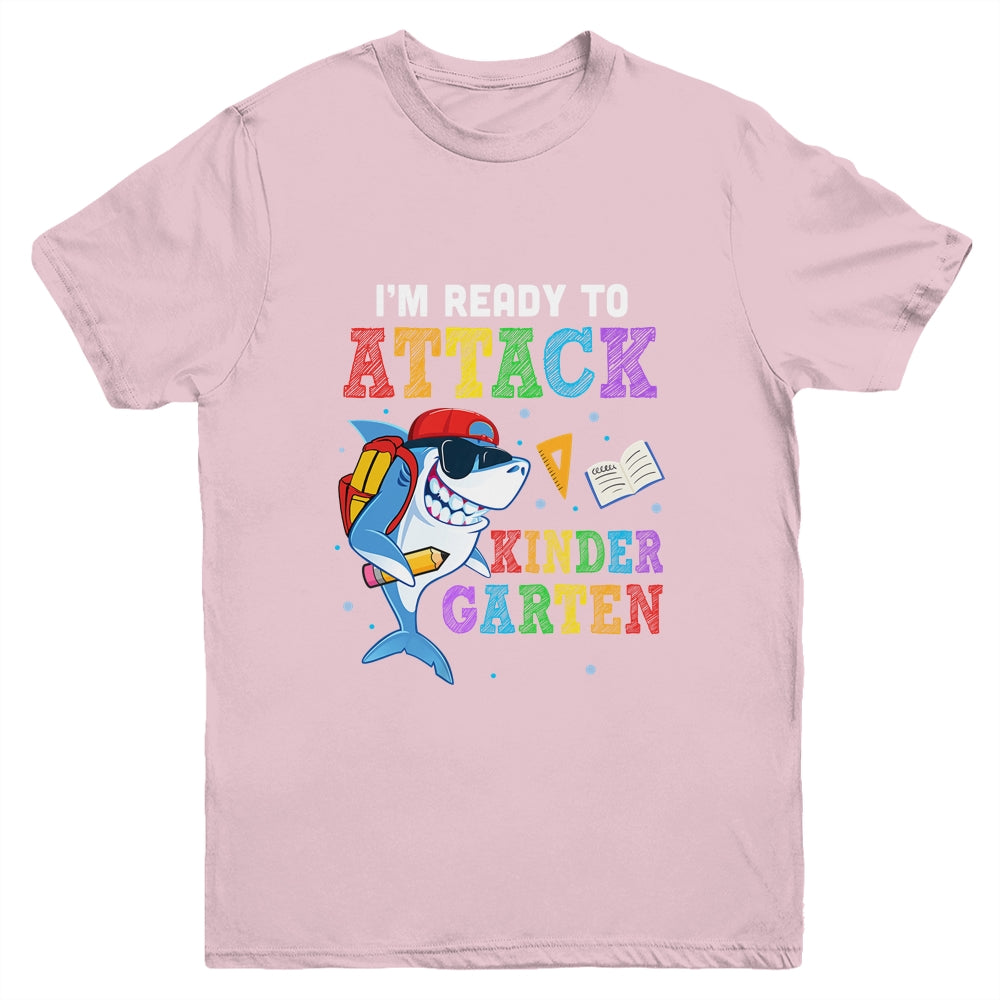 Ready To Attack Kindergarten Grade Shark Back To School Youth Shirt | siriusteestore