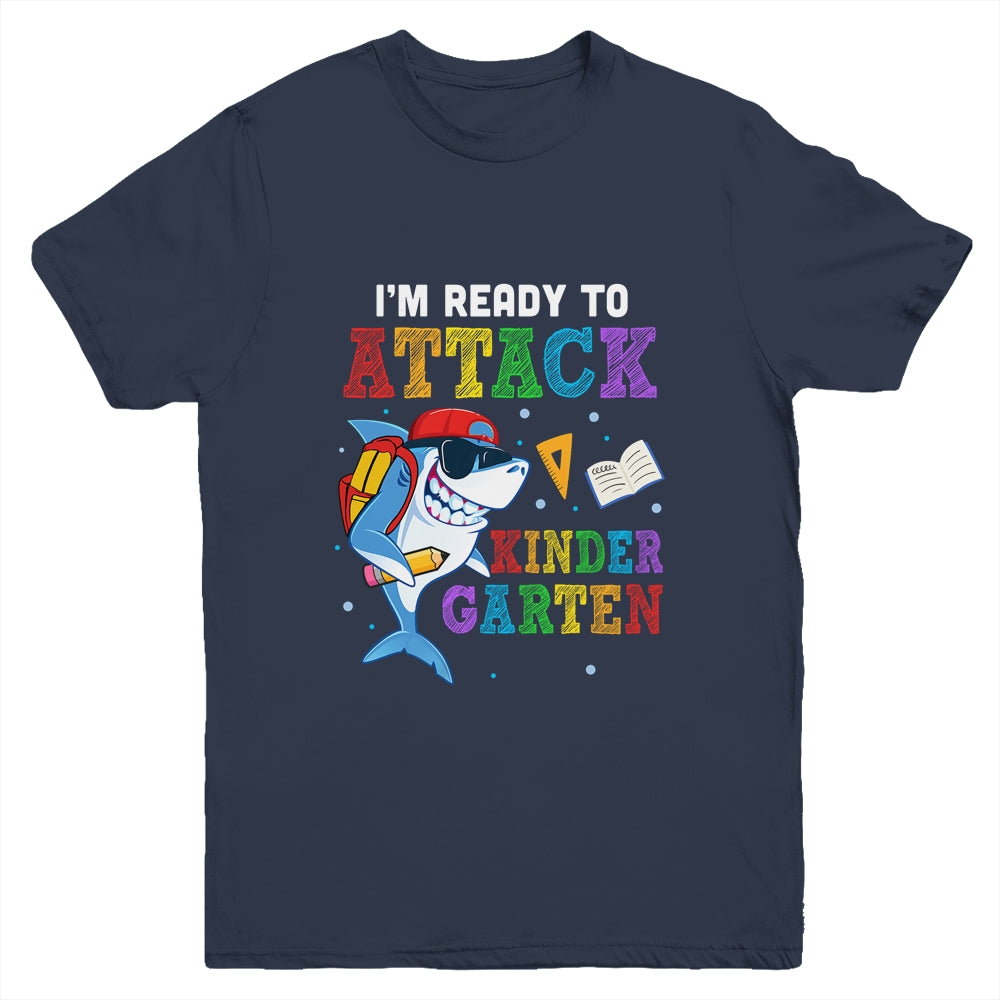 Ready To Attack Kindergarten Grade Shark Back To School Youth Shirt | siriusteestore