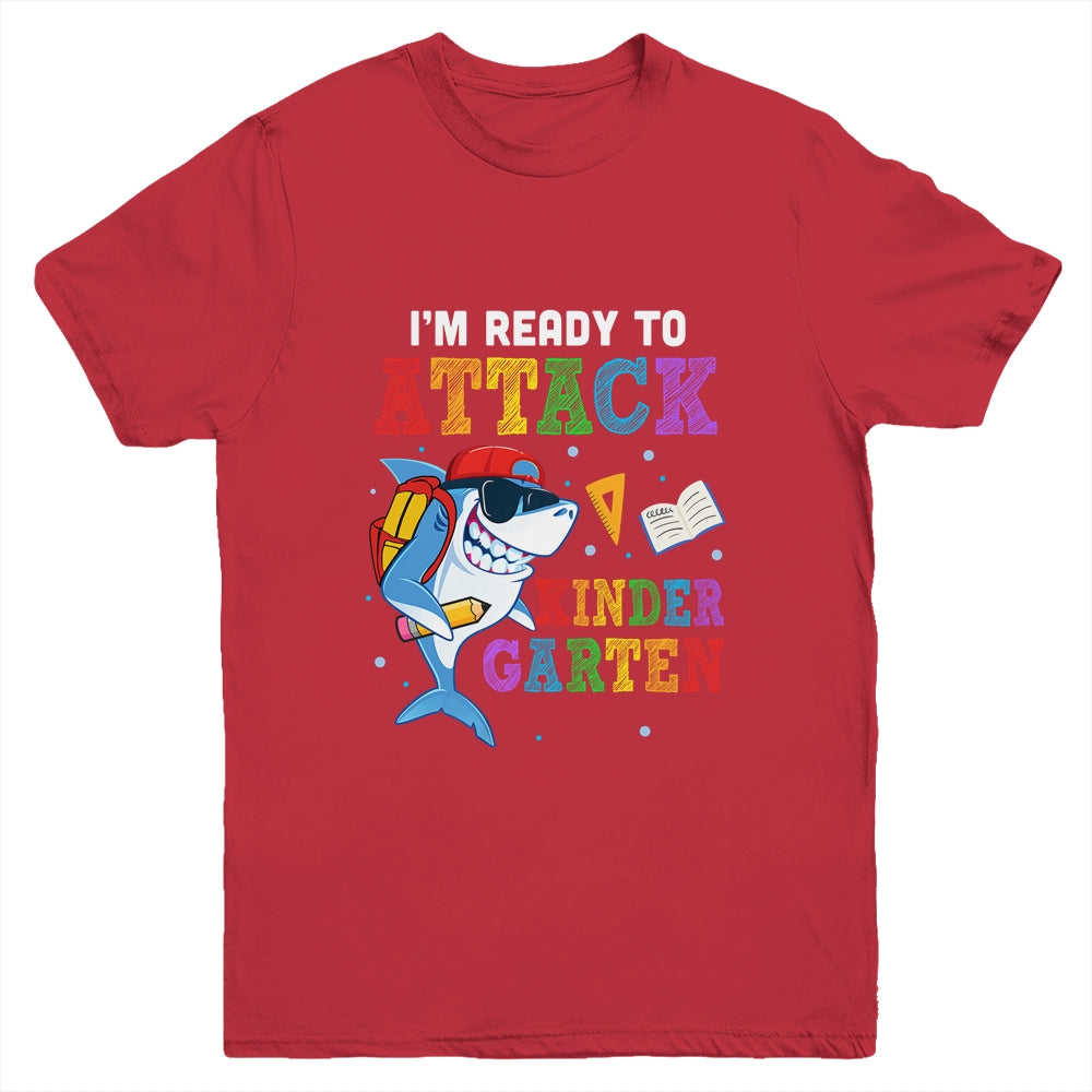 Ready To Attack Kindergarten Grade Shark Back To School Youth Shirt | siriusteestore