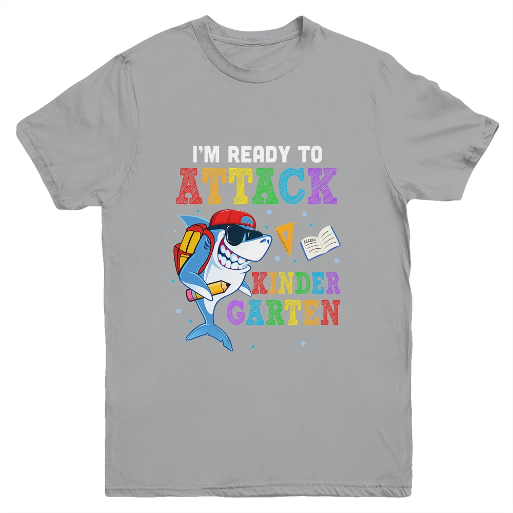 Ready To Attack Kindergarten Grade Shark Back To School Youth Shirt | siriusteestore