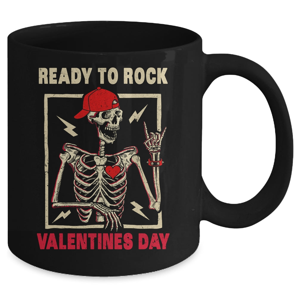 Ready To Rock Valentines Day Valentines Day Funny Skeleton Mug | siriusteestore
