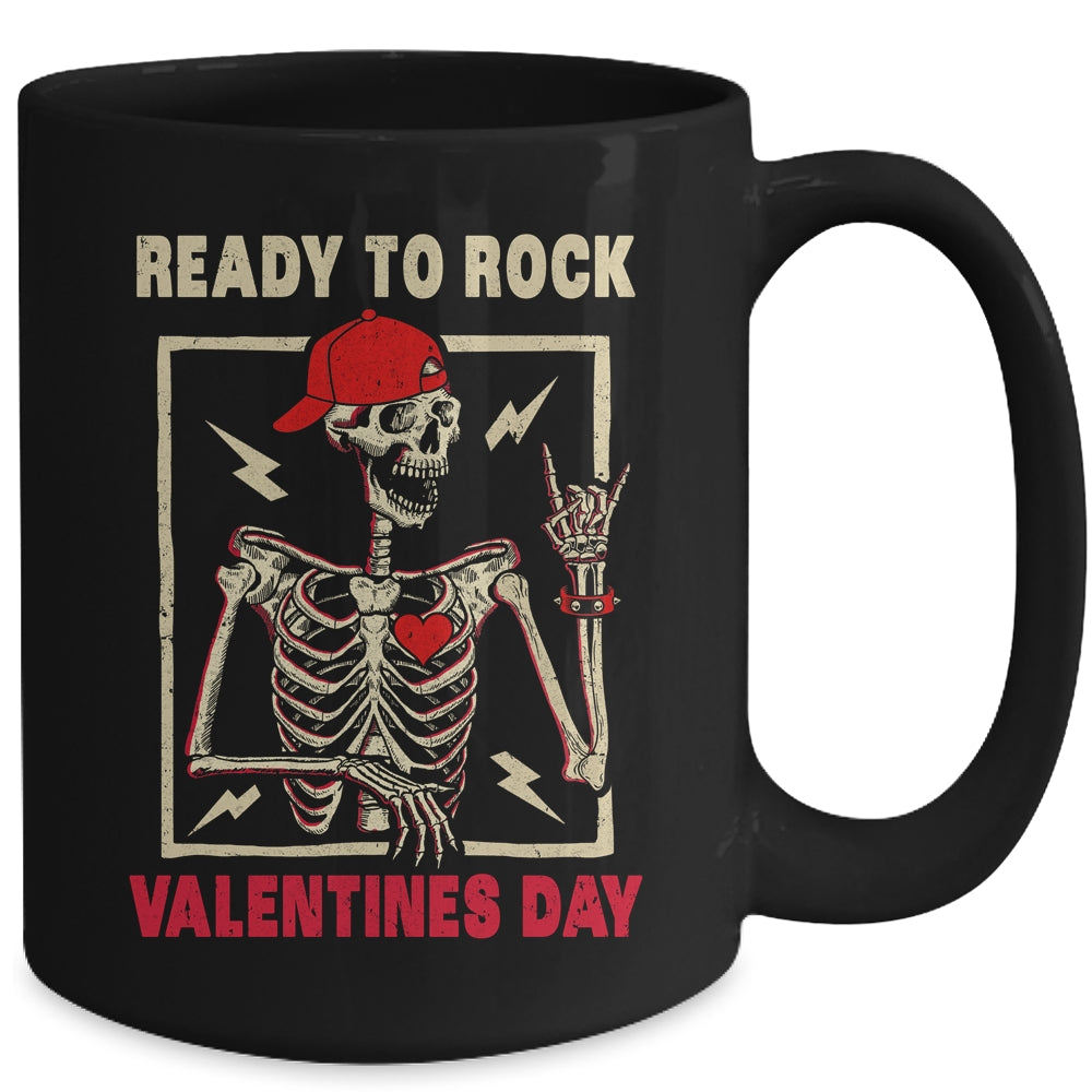 Ready To Rock Valentines Day Valentines Day Funny Skeleton Mug | siriusteestore