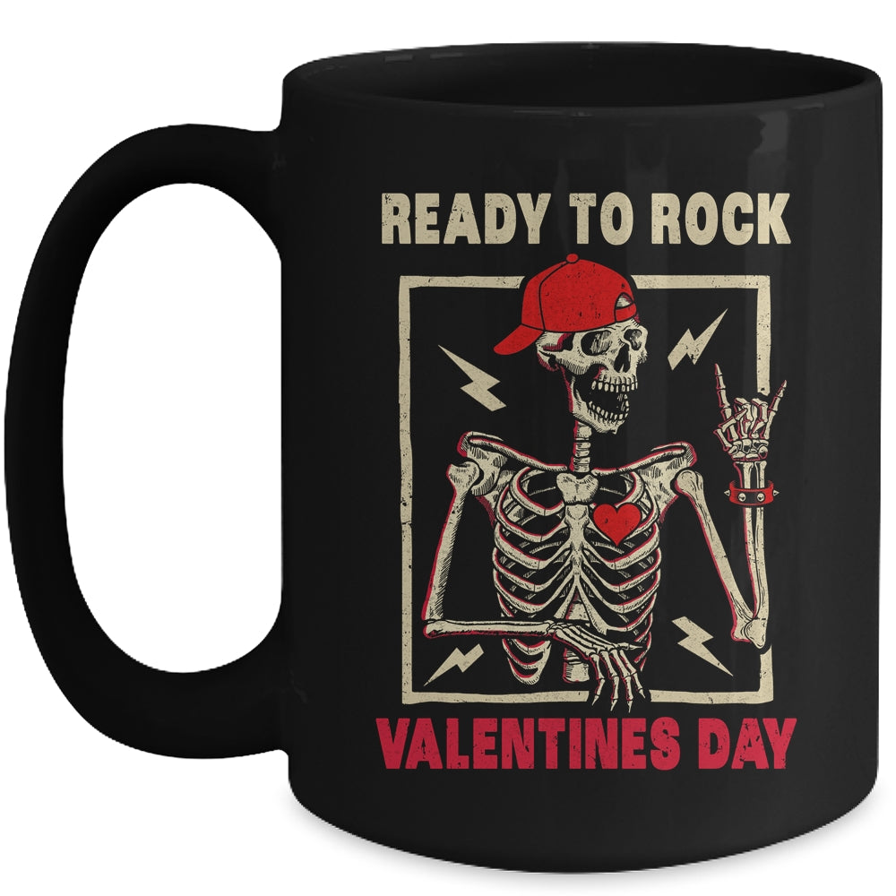 Ready To Rock Valentines Day Valentines Day Funny Skeleton Mug | siriusteestore