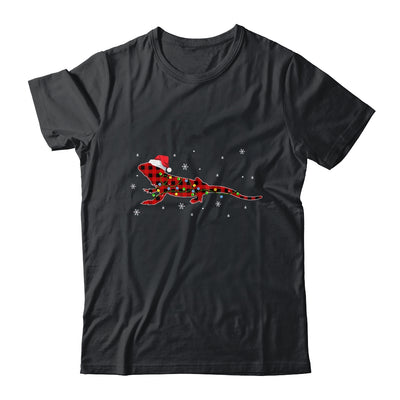 Red Plaid Bearded Dragon Christmas Lights Santa Hat Pajamas Shirt & Sweatshirt | siriusteestore