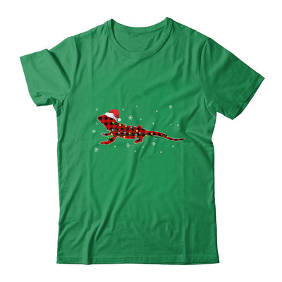 Red Plaid Bearded Dragon Christmas Lights Santa Hat Pajamas Shirt & Sweatshirt | siriusteestore