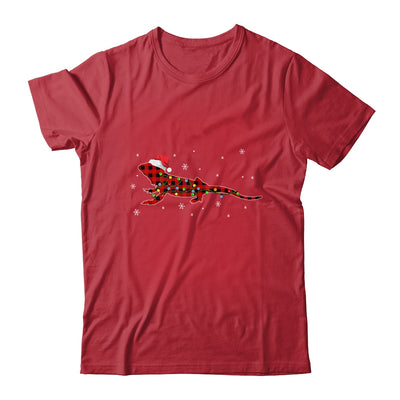 Red Plaid Bearded Dragon Christmas Lights Santa Hat Pajamas Shirt & Sweatshirt | siriusteestore