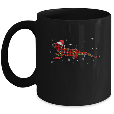 Red Plaid Bearded Dragon Christmas Lights Santa Hat Pajamas Mug | siriusteestore