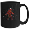 Red Plaid Bigfoot Christmas Lights Santa Hat Pajamas Mug | siriusteestore