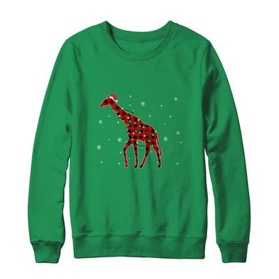 Red Plaid Giraffe Christmas Lights Santa Hat Pajamas Shirt & Sweatshirt | siriusteestore