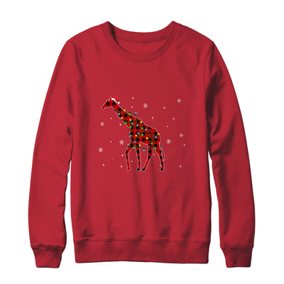 Red Plaid Giraffe Christmas Lights Santa Hat Pajamas Shirt & Sweatshirt | siriusteestore