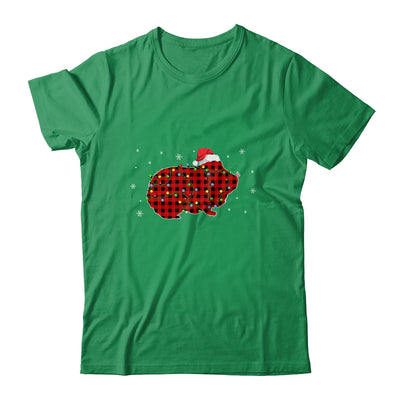 Red Plaid Guinea Pig Christmas Lights Santa Hat Pajamas Shirt & Sweatshirt | siriusteestore