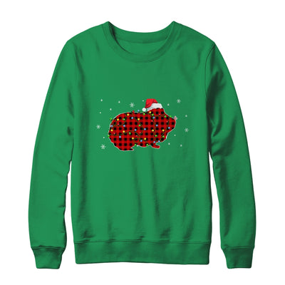 Red Plaid Guinea Pig Christmas Lights Santa Hat Pajamas Shirt & Sweatshirt | siriusteestore
