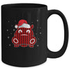 Red Plaid Hippopotamus Christmas Lights Santa Hat Pajamas Mug | siriusteestore