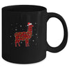 Red Plaid Llama Christmas Lights Santa Hat Pajamas Mug | siriusteestore