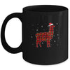 Red Plaid Llama Christmas Lights Santa Hat Pajamas Mug | siriusteestore