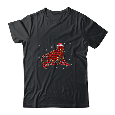 Red Plaid Monkey Christmas Lights Santa Hat Pajamas Shirt & Sweatshirt | siriusteestore