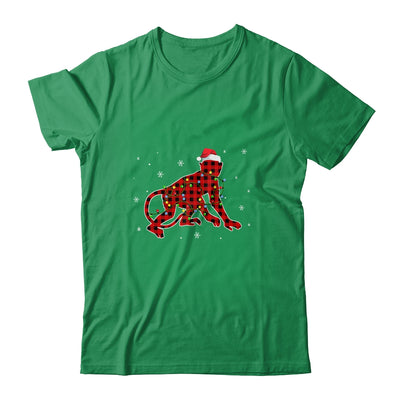 Red Plaid Monkey Christmas Lights Santa Hat Pajamas Shirt & Sweatshirt | siriusteestore