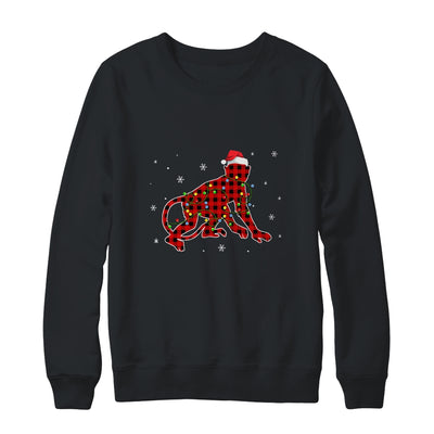 Red Plaid Monkey Christmas Lights Santa Hat Pajamas Shirt & Sweatshirt | siriusteestore