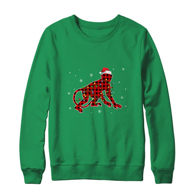 Red Plaid Monkey Christmas Lights Santa Hat Pajamas Shirt & Sweatshirt | siriusteestore