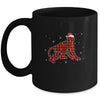 Red Plaid Monkey Christmas Lights Santa Hat Pajamas Mug | siriusteestore