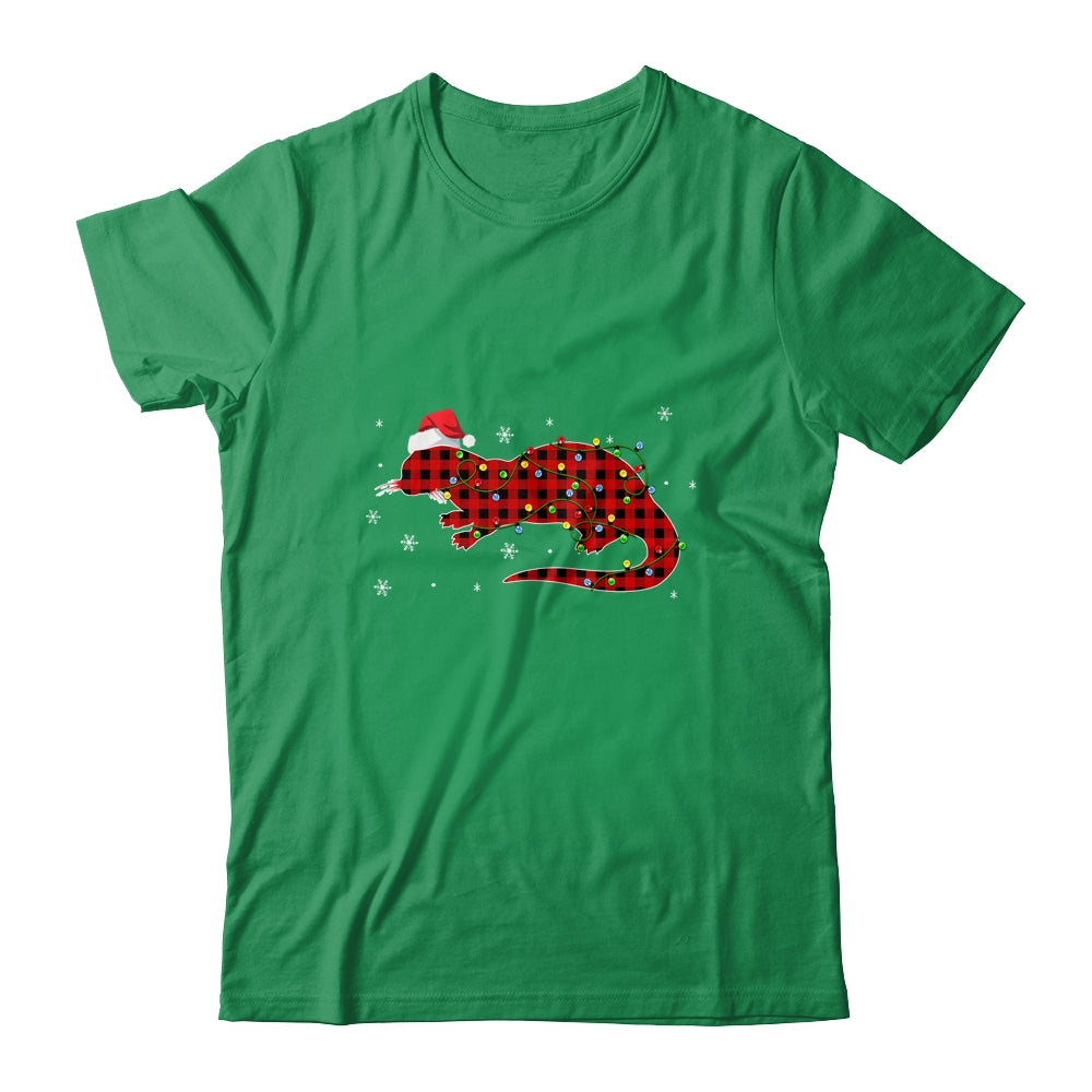 Red Plaid Otter Christmas Lights Santa Hat Pajamas Shirt & Sweatshirt | siriusteestore